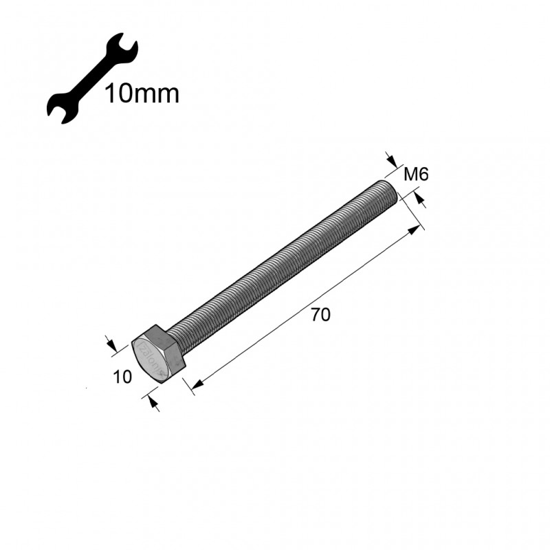 HEXAGON HEAD STEEL BOLT M6x70 HEXAGONAL STEEL BOLTS